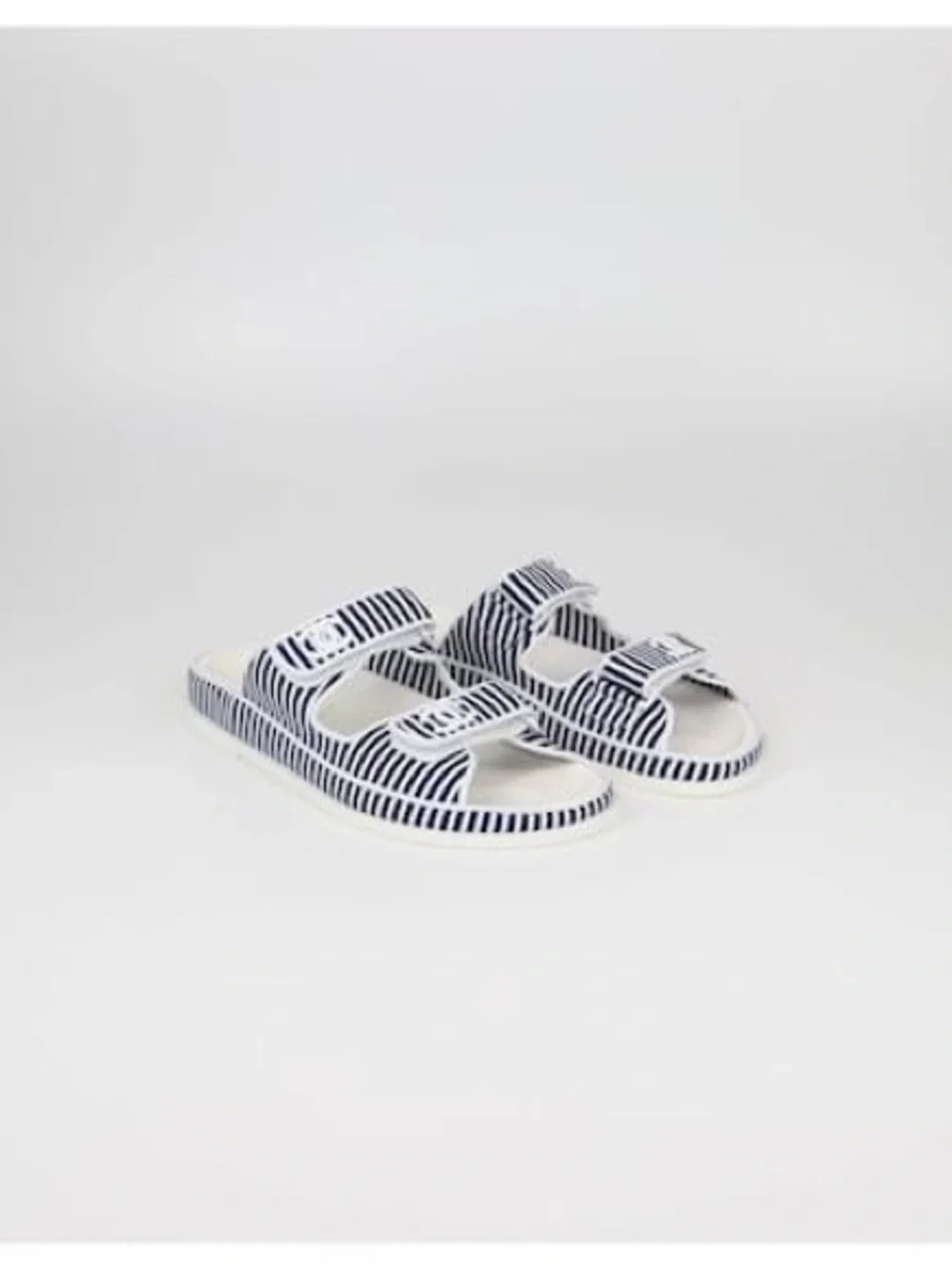 AUTHENTIC Chanel Blue/White Dad Flat Sandals Cloth Size 38C